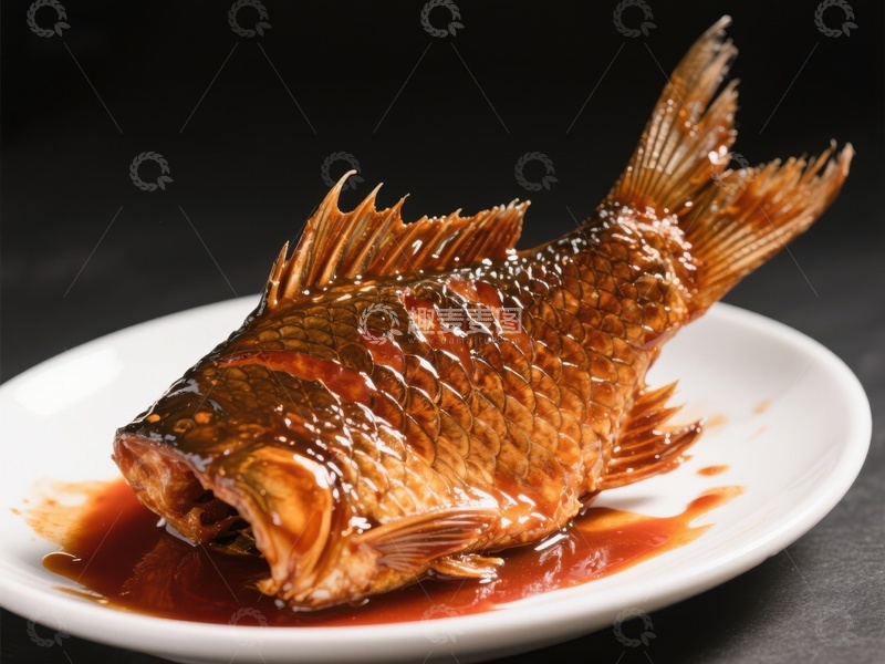 高清大图下载【趣麦麦图】红烧鱼摆盘精美