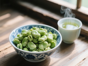 青豆配热茶，静谧时光