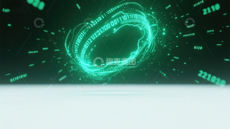 高清大图下载【趣麦麦图】数字代码环绕的科技光环