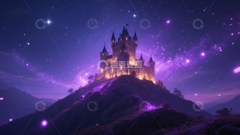 高清大图下载【趣麦麦图】星空下的神秘城堡