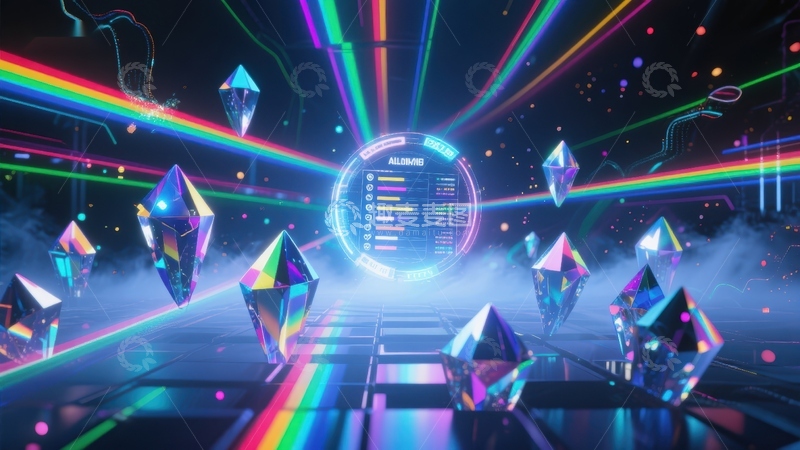 霓虹光影中的水晶金字塔