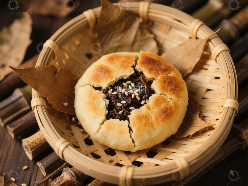 高清大图下载【趣麦麦图】竹篮中的美味馅饼