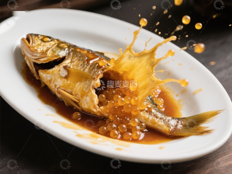 高清大图下载【趣麦麦图】酱汁飞溅的烤鱼美食