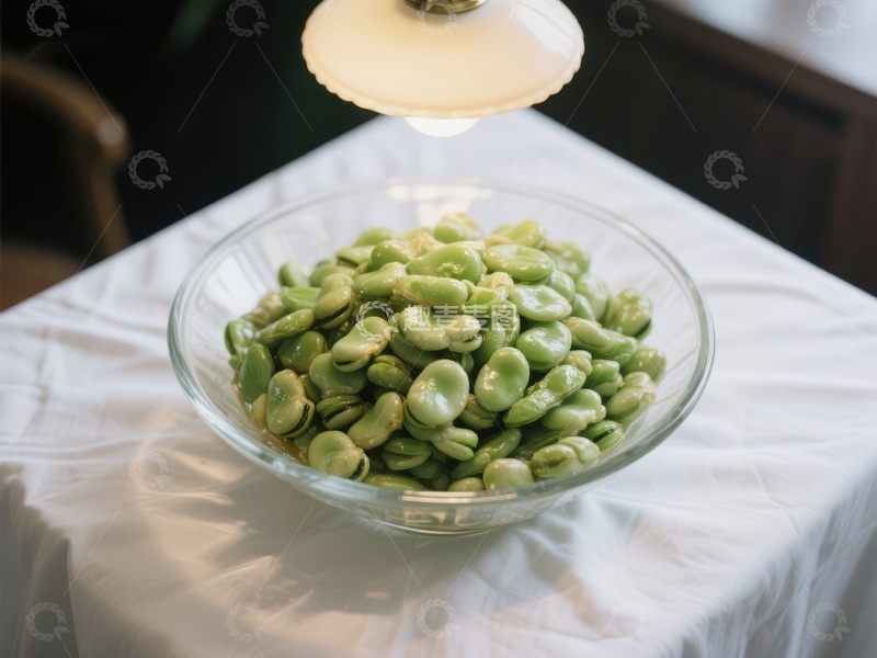 高清大图下载【趣麦麦图】玻璃碗中的新鲜蚕豆