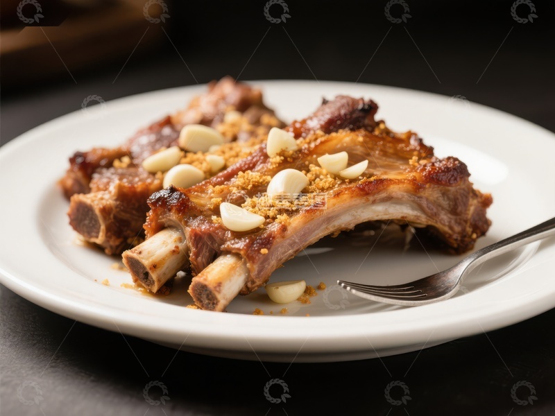 高清大图下载【趣麦麦图】香脆排骨配蒜蓉，美味佳肴