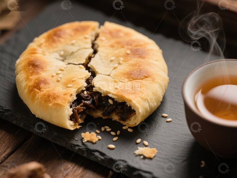 高清大图下载【趣麦麦图】热腾腾的馅饼配茶香