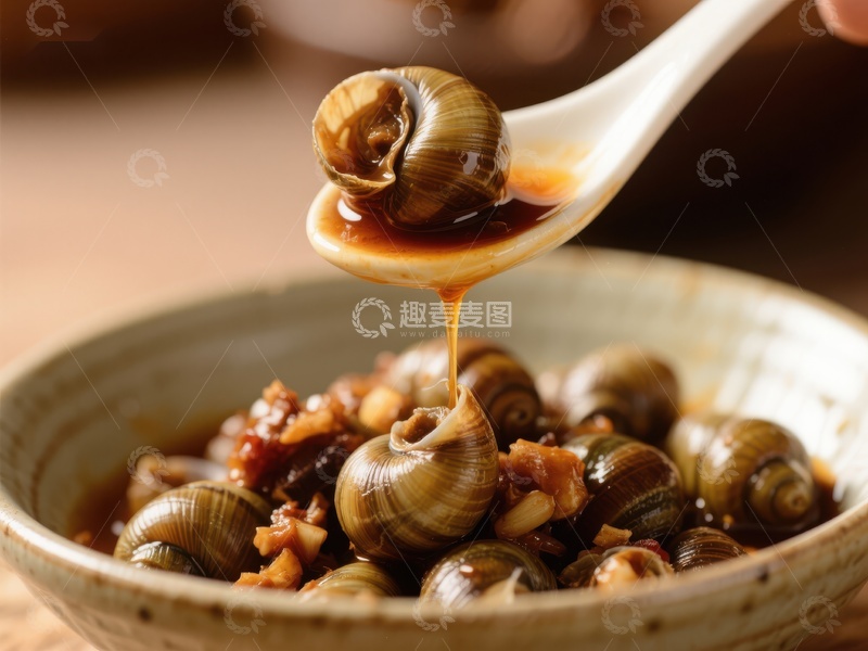 高清大图下载【趣麦麦图】酱汁田螺美食特写