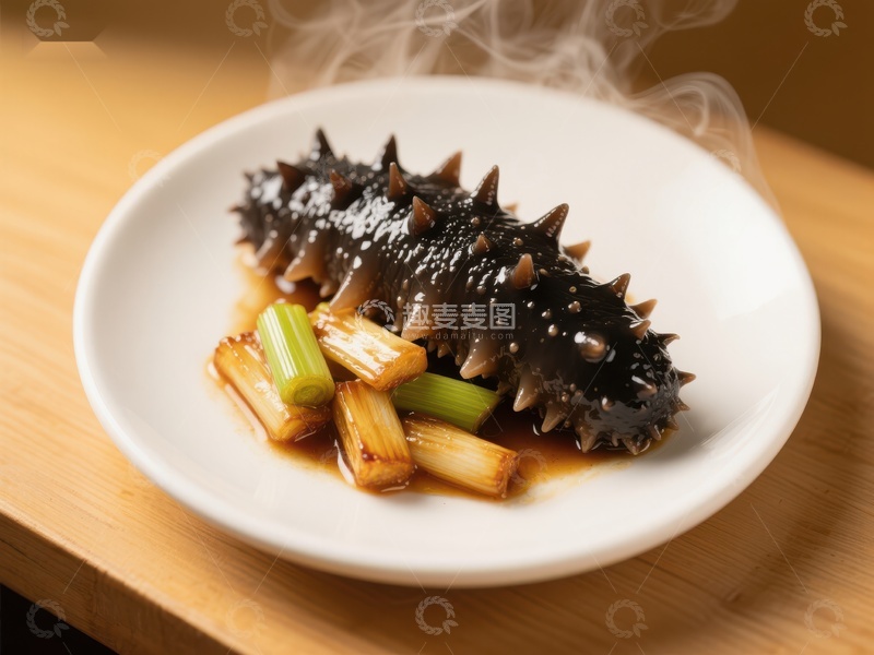 高清大图下载【趣麦麦图】海参配葱段热菜