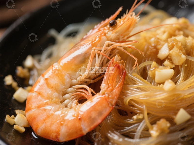 高清大图下载【趣麦麦图】蒜蓉粉丝蒸虾美食特写