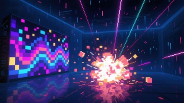 霓虹光影中的像素爆炸