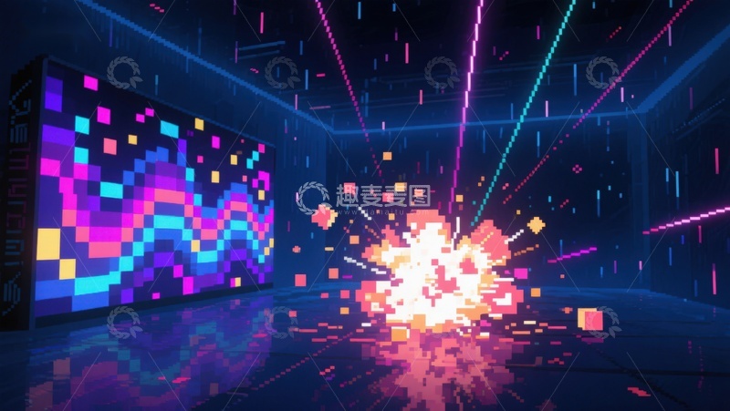 高清大图下载【趣麦麦图】霓虹光影中的像素爆炸