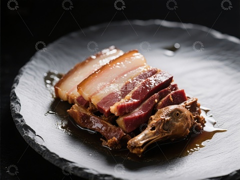 精致卤鸭与肉片摆盘