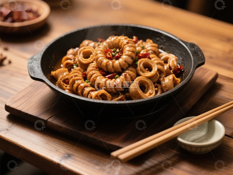 高清大图下载【趣麦麦图】香辣鱿鱼圈热锅美食