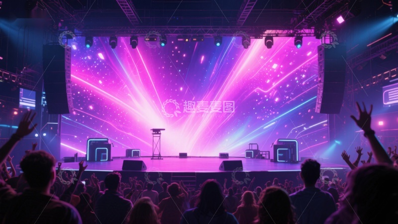 高清大图下载【趣麦麦图】炫彩舞台灯光下的热烈演唱会