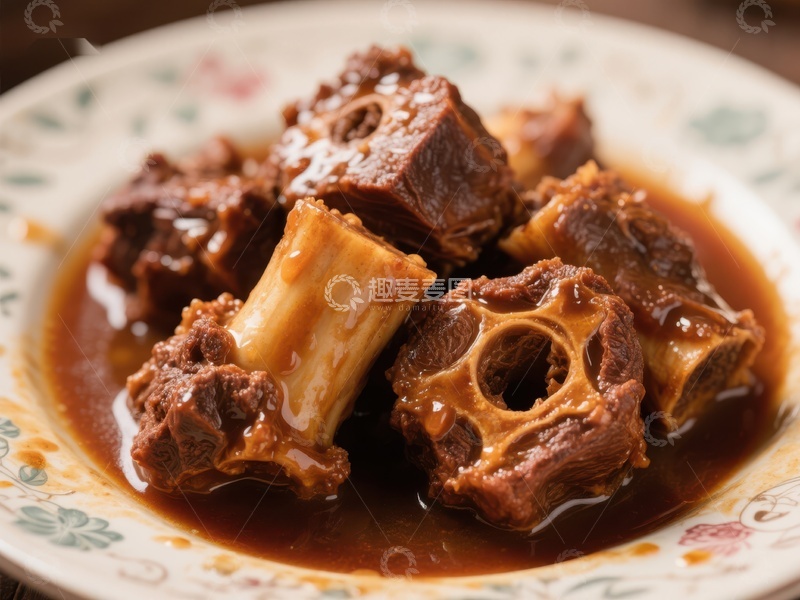 高清大图下载【趣麦麦图】红烧牛尾骨，浓郁酱汁诱人