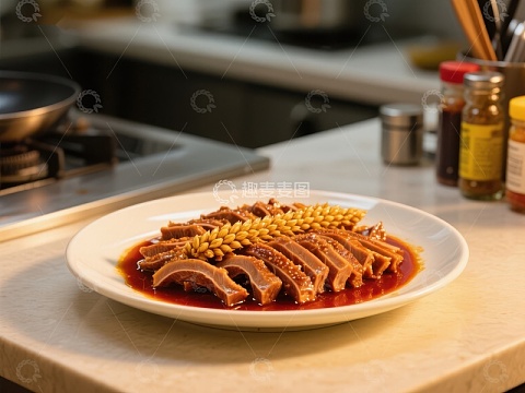 红油牛肚配玉米装饰