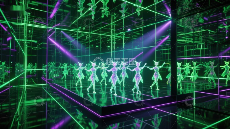 高清大图下载【趣麦麦图】霓虹光影中的舞者