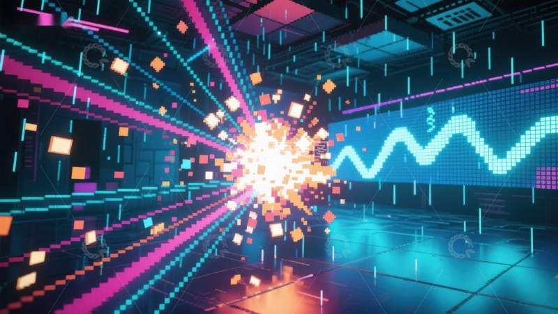 高清大图下载【趣麦麦图】霓虹光影中的科技爆炸