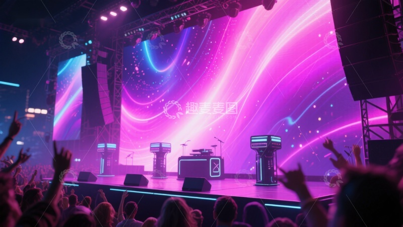 高清大图下载【趣麦麦图】炫彩舞台上的音乐会现场
