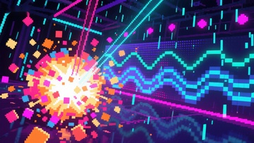 霓虹色彩爆炸的数字艺术场景