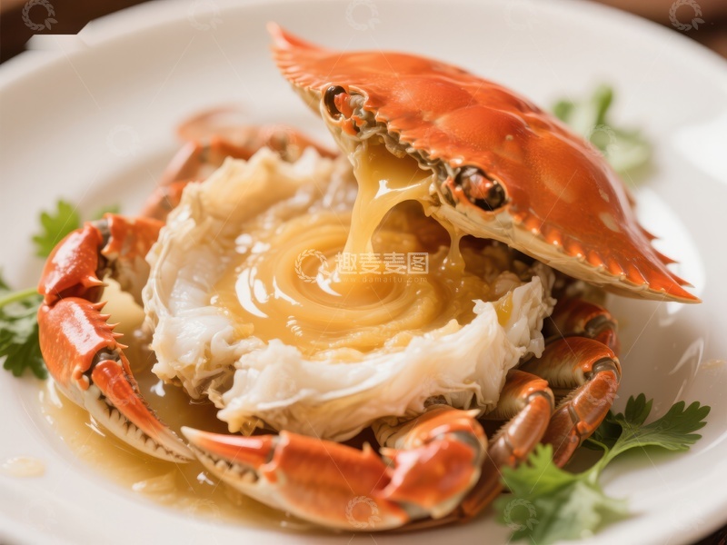 高清大图下载【趣麦麦图】清蒸螃蟹，鲜美汤汁四溢