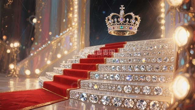 华丽皇冠与镶钻阶梯