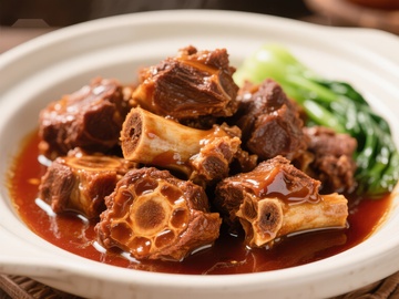 红烧牛尾配青菜