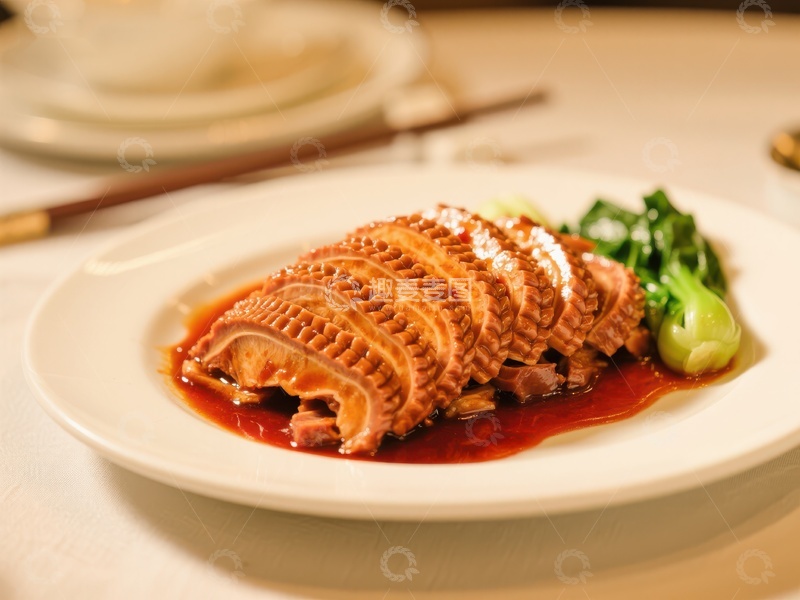 高清大图下载【趣麦麦图】红烧鱿鱼卷配青菜