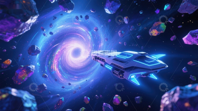 高清大图下载【趣麦麦图】星际飞船穿越神秘漩涡