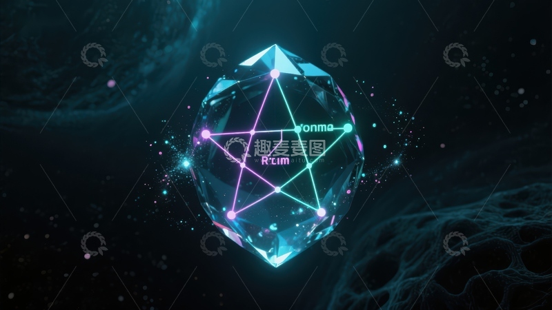 高清大图下载【趣麦麦图】未来科技多面体发光结构