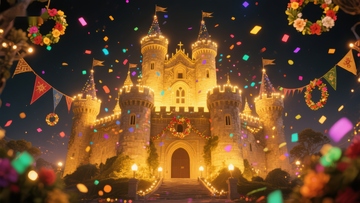夜幕下的童话城堡庆典