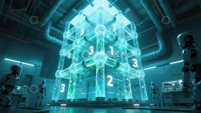 高清大图下载【趣麦麦图】未来科技实验室中的数字结构