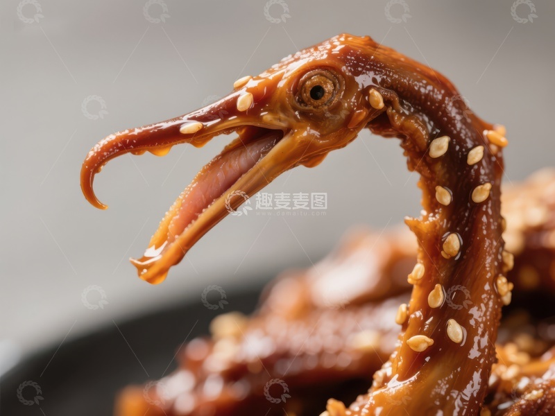 高清大图下载【趣麦麦图】酱香鸭舌，撒满芝麻的美味特写