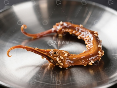 酱汁鱿鱼配芝麻，精致摆盘