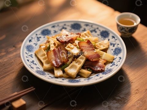 竹笋炒腊肉，传统中式美味
