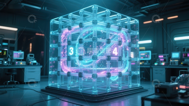 高清大图下载【趣麦麦图】未来实验室中的透明立方体装置