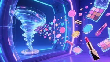 炫彩旋风与美妆元素的奇幻碰撞