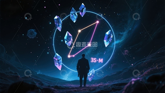 星空下的神秘符号与人物剪影