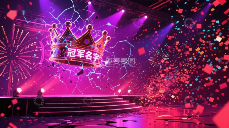 高清大图下载【趣麦麦图】冠军名字闪耀舞台