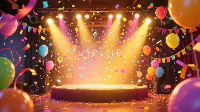 庆典舞台灯光与彩带