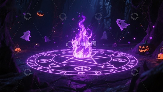 神秘魔法阵与紫色火焰