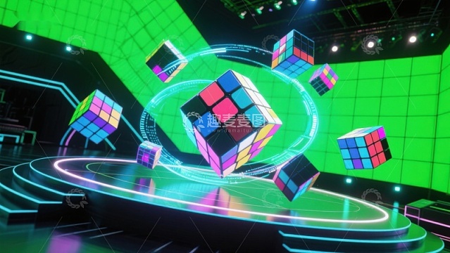 魔方旋转舞台科技感展示