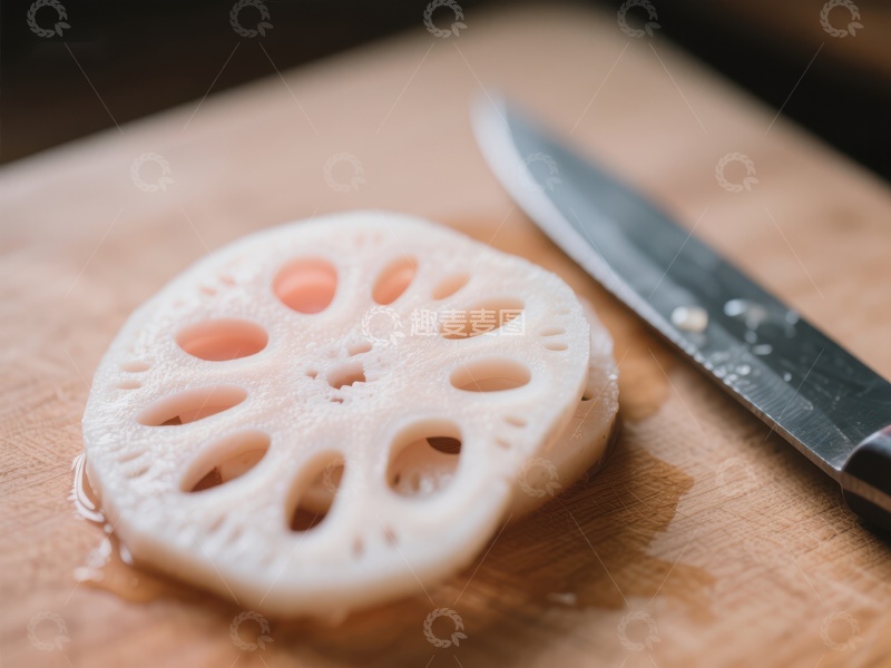 高清大图下载【趣麦麦图】莲藕切片与刀具