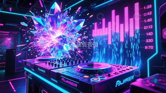 未来感DJ台与炫彩音波
