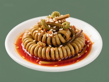 麻辣螺丝摆盘，红油点缀