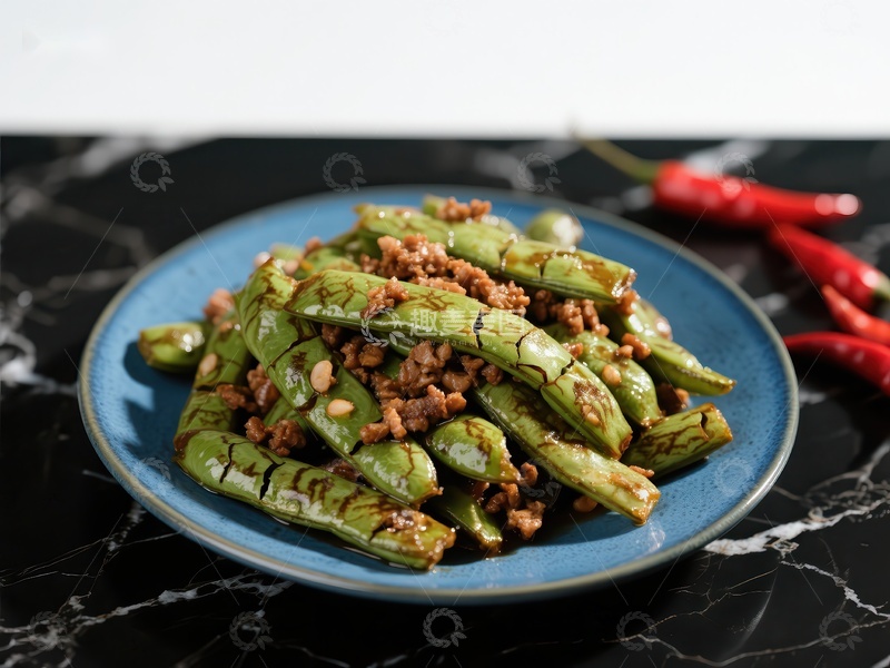 高清大图下载【趣麦麦图】干煸四季豆配肉末