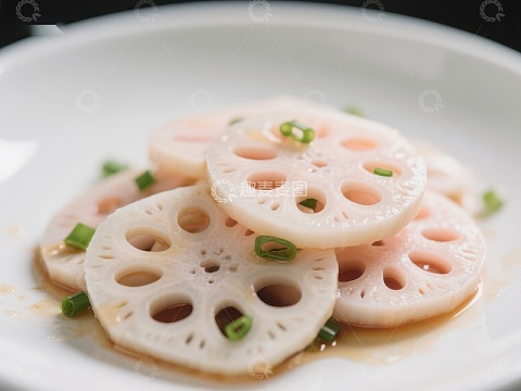 莲藕片配葱花，清新美味
