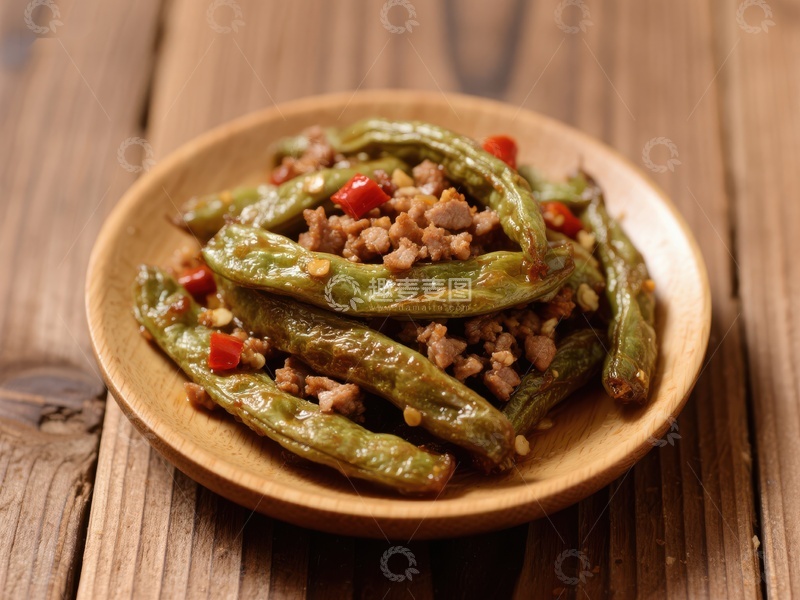 高清大图下载【趣麦麦图】干煸四季豆配肉末