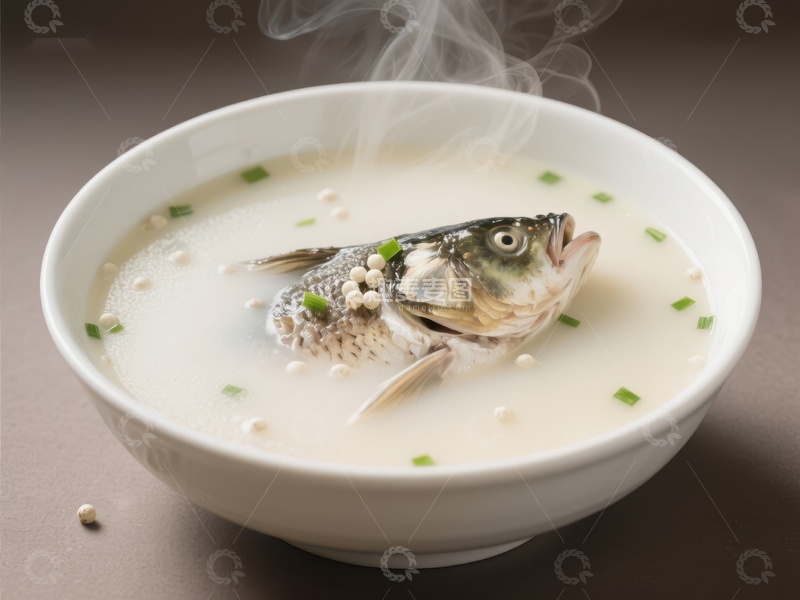 高清大图下载【趣麦麦图】鲜美鱼头汤，热气腾腾