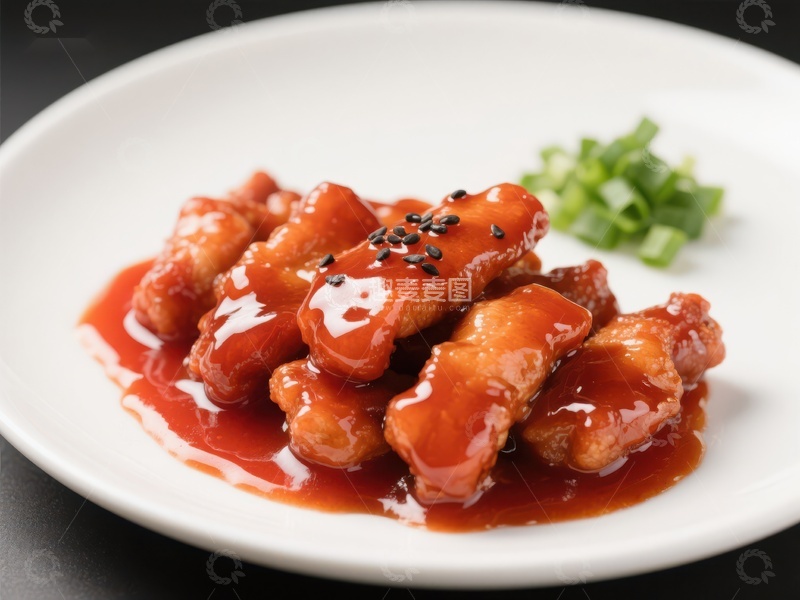 高清大图下载【趣麦麦图】糖醋排骨配青葱点缀